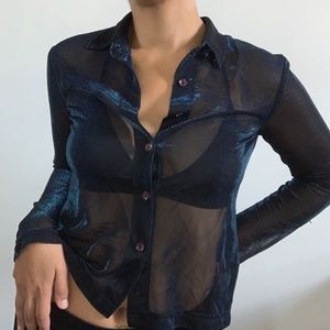 No Boundaries sheer glitter blouse
